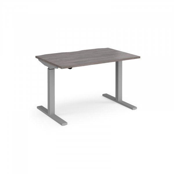 Sit Stand Desk | Single Motor | 1200w x 800d mm | Grey Oak Top | Silver Frame | Elev8 Mono