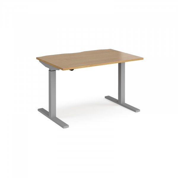 Sit Stand Desk | Single Motor | 1200w x 800d mm | Oak Top | Silver Frame | Elev8 Mono