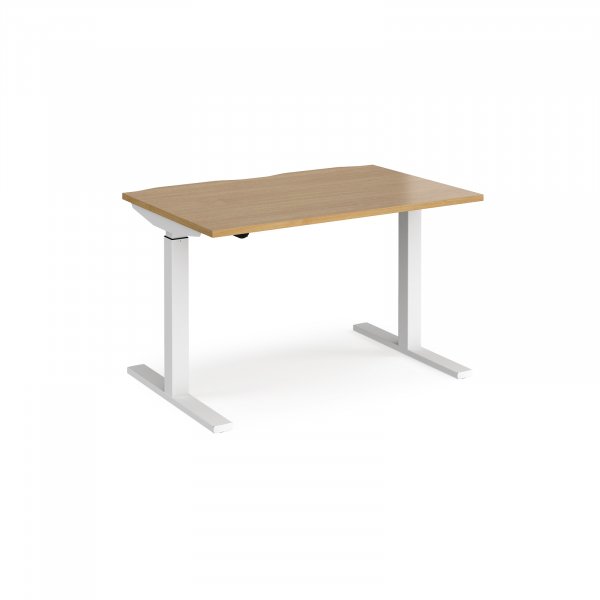 Sit Stand Desk | Single Motor | 1200w x 800d mm | Oak Top | White Frame | Elev8 Mono