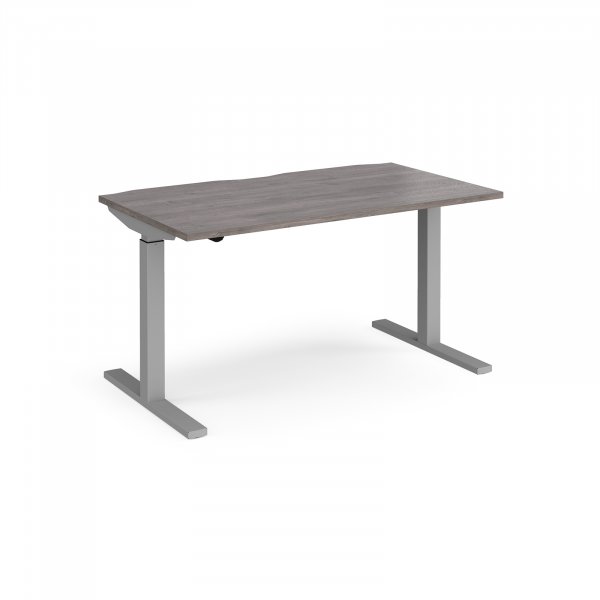 Sit Stand Desk | Single Motor | 1400w x 800d mm | Grey Oak Top | Silver Frame | Elev8 Mono