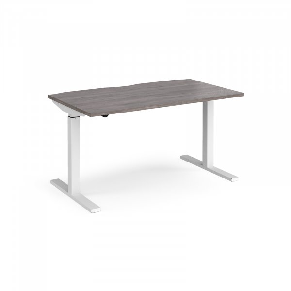 Sit Stand Desk | Single Motor | 1400w x 800d mm | Grey Oak Top | White Frame | Elev8 Mono