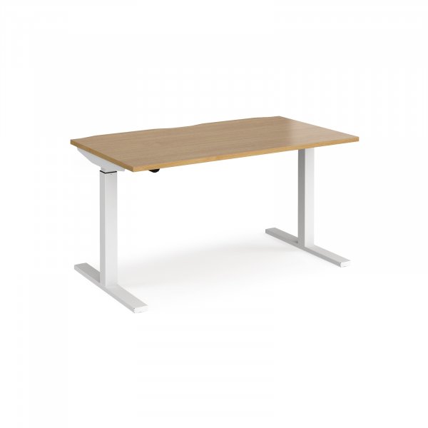 Sit Stand Desk | Single Motor | 1400w x 800d mm | Oak Top | White Frame | Elev8 Mono