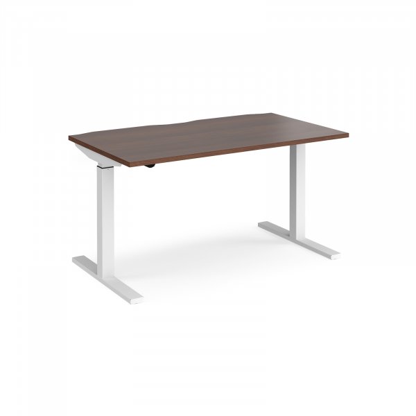 Sit Stand Desk | Single Motor | 1400w x 800d mm | Dark Walnut Top | White Frame | Elev8 Mono