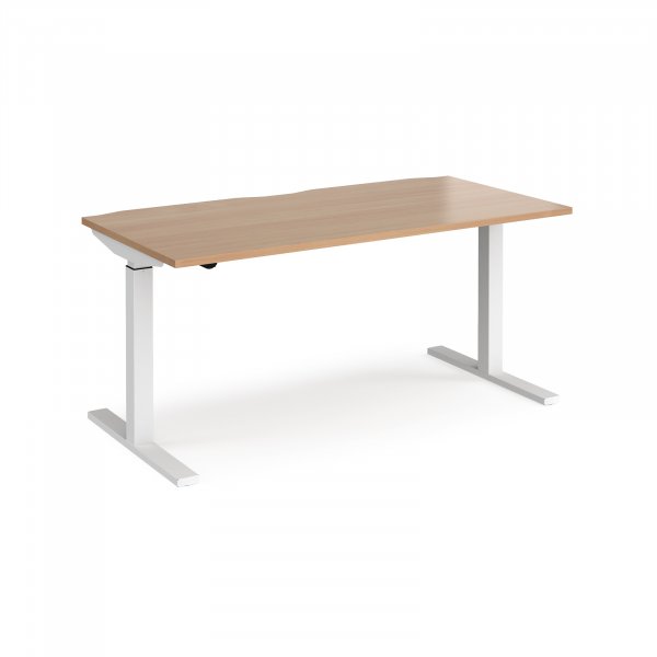 Sit Stand Desk | Single Motor | 1600w x 800d mm | Beech Top | White Frame | Elev8 Mono