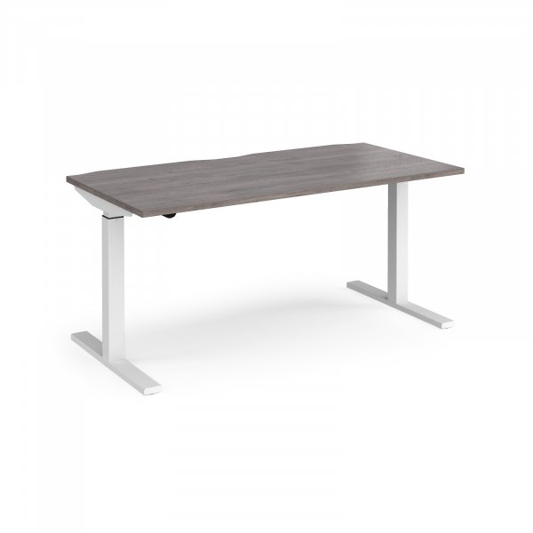 Sit Stand Desk | Single Motor | 1600w x 800d mm | Grey Oak Top | White Frame | Elev8 Mono