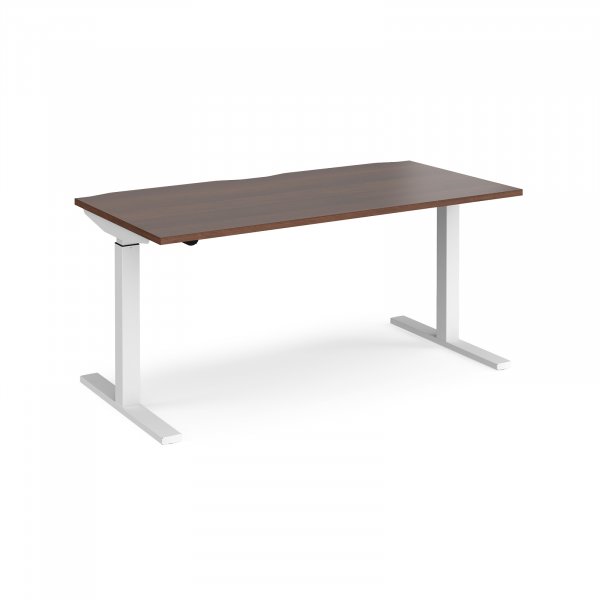 Sit Stand Desk | Single Motor | 1600w x 800d mm | Dark Walnut Top | White Frame | Elev8 Mono