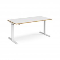 Sit Stand Desk | Single Motor | 1600w x 800d mm | Oak & White Top | White Frame | Elev8 Mono