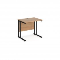 Straight Cantilever Desk | 800w x 600d mm | Beech Top | Black Frame | Maestro 25