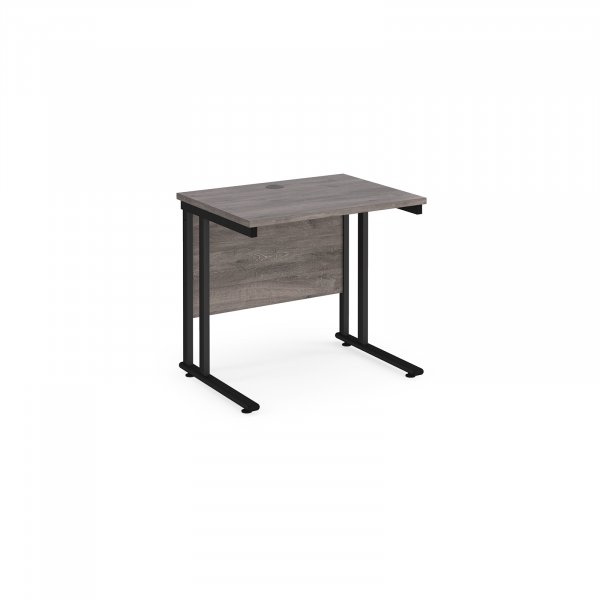 Straight Cantilever Desk | 800w x 600d mm | Grey Oak Top | Black Frame | Maestro 25