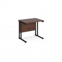 Straight Cantilever Desk | 800w x 600d mm | Walnut Top | Black Frame | Maestro 25