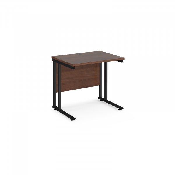 Straight Cantilever Desk | 800w x 600d mm | Walnut Top | Black Frame | Maestro 25