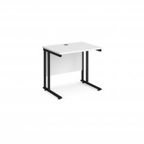 Straight Cantilever Desk | 800w x 600d mm | White Top | Black Frame | Maestro 25