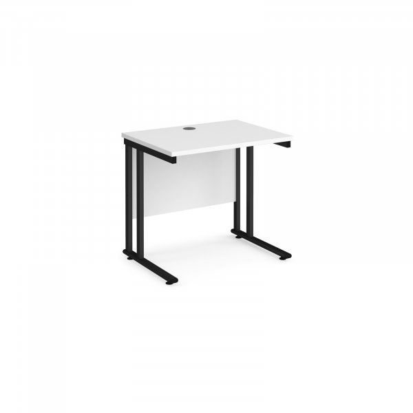 Straight Cantilever Desk | 800w x 600d mm | White Top | Black Frame | Maestro 25