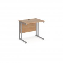 Straight Cantilever Desk | 800w x 600d mm | Beech Top | Silver Frame | Maestro 25