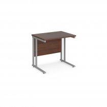 Straight Cantilever Desk | 800w x 600d mm | Walnut Top | Silver Frame | Maestro 25