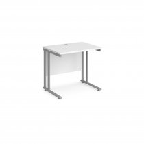 Straight Cantilever Desk | 800w x 600d mm | White Top | Silver Frame | Maestro 25