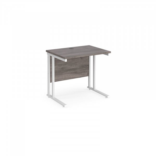 Straight Cantilever Desk | 800w x 600d mm | Grey Oak Top | White Frame | Maestro 25