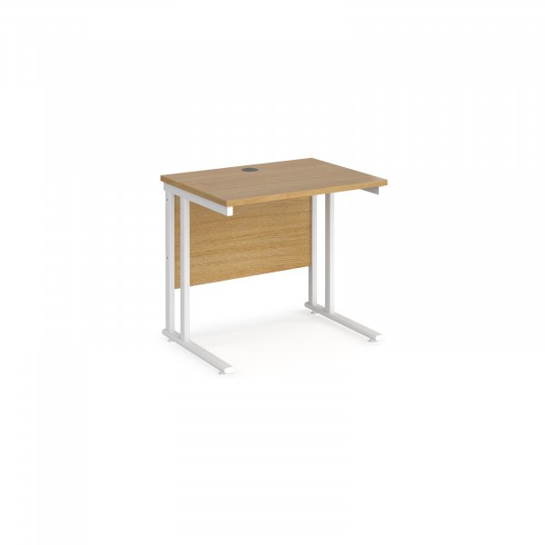 Straight Cantilever Desk | 800w x 600d mm | Oak Top | White Frame | Maestro 25