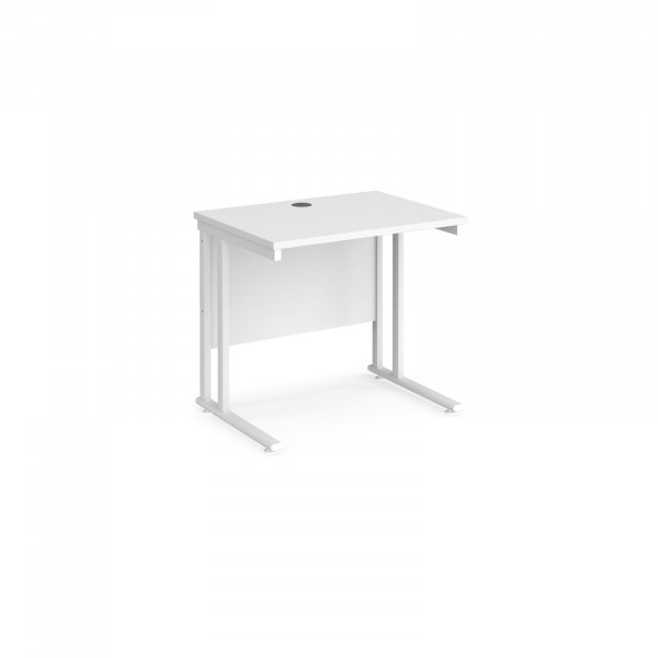 Straight Cantilever Desk | 800w x 600d mm | White Top | White Frame | Maestro 25