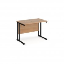 Straight Cantilever Desk | 1000w x 600d mm | Beech Top | Black Frame | Maestro 25