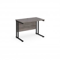 Straight Cantilever Desk | 1000w x 600d mm | Grey Oak Top | Black Frame | Maestro 25