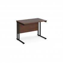 Straight Cantilever Desk | 1000w x 600d mm | Walnut Top | Black Frame | Maestro 25