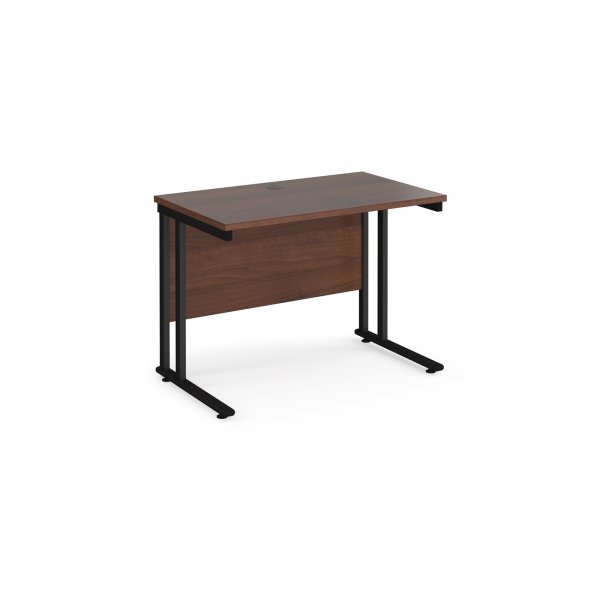 Straight Cantilever Desk | 1000w x 600d mm | Walnut Top | Black Frame | Maestro 25