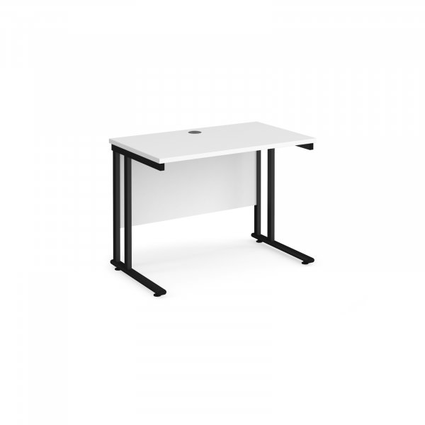 Straight Cantilever Desk | 1000w x 600d mm | White Top | Black Frame | Maestro 25