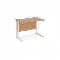 Straight Cantilever Desk | 1000w x 600d mm | Beech Top | White Frame | Maestro 25