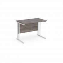 Straight Cantilever Desk | 1000w x 600d mm | Grey Oak Top | White Frame | Maestro 25