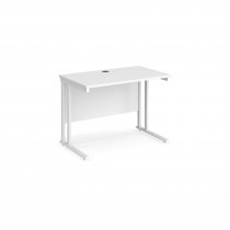 Straight Cantilever Desk | 1000w x 600d mm | White Top | White Frame | Maestro 25