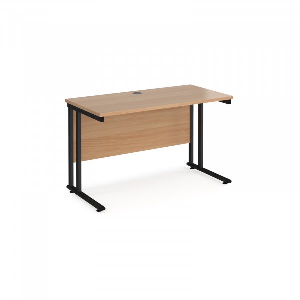 Straight Cantilever Desk | 1200w x 600d mm | Beech Top | Black Frame | Maestro 25