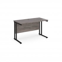 Straight Cantilever Desk | 1200w x 600d mm | Grey Oak Top | Black Frame | Maestro 25