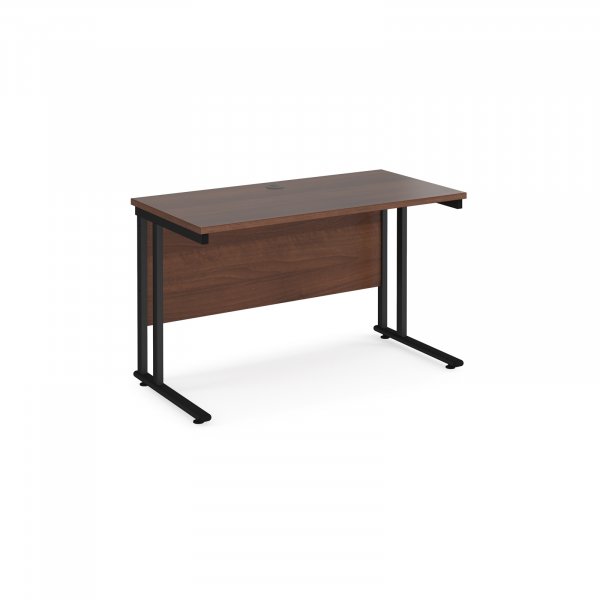 Straight Cantilever Desk | 1200w x 600d mm | Walnut Top | Black Frame | Maestro 25