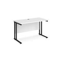 Straight Cantilever Desk | 1200w x 600d mm | White Top | Black Frame | Maestro 25