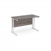 Straight Cantilever Desk | 1200w x 600d mm | Grey Oak Top | White Frame | Maestro 25