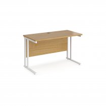 Straight Cantilever Desk | 1200w x 600d mm | Oak Top | White Frame | Maestro 25