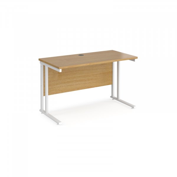 Straight Cantilever Desk | 1200w x 600d mm | Oak Top | White Frame | Maestro 25