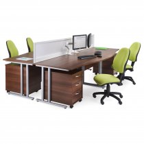 Straight Cantilever Desk | 1200w x 600d mm | Walnut Top | White Frame | Maestro 25