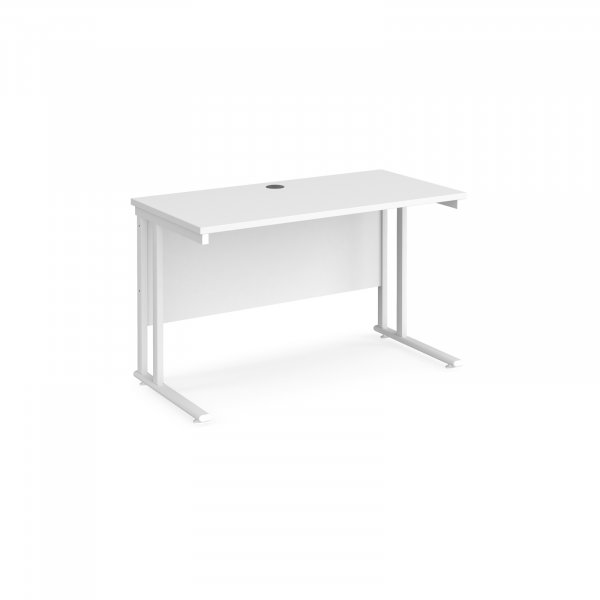 Straight Cantilever Desk | 1200w x 600d mm | White Top | White Frame | Maestro 25