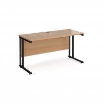 Straight Cantilever Desk | 1400w x 600d mm | Beech Top | Black Frame | Maestro 25