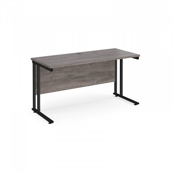 Straight Cantilever Desk | 1400w x 600d mm | Grey Oak Top | Black Frame | Maestro 25