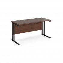 Straight Cantilever Desk | 1400w x 600d mm | Walnut Top | Black Frame | Maestro 25