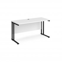 Straight Cantilever Desk | 1400w x 600d mm | White Top | Black Frame | Maestro 25