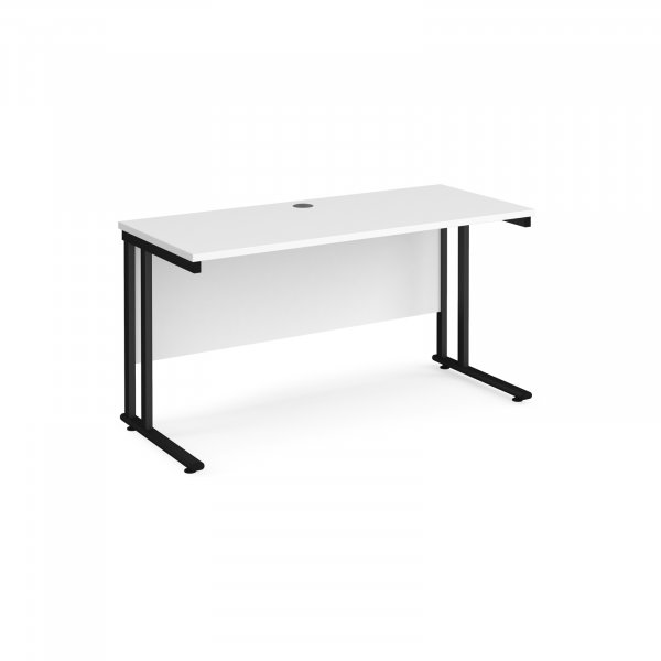 Straight Cantilever Desk | 1400w x 600d mm | White Top | Black Frame | Maestro 25