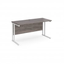 Straight Cantilever Desk | 1400w x 600d mm | Grey Oak Top | White Frame | Maestro 25