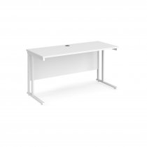 Straight Cantilever Desk | 1400w x 600d mm | White Top | White Frame | Maestro 25