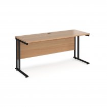 Straight Cantilever Desk | 1600w x 600d mm | Beech Top | Black Frame | Maestro 25