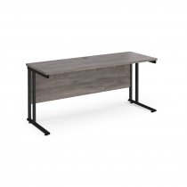 Straight Cantilever Desk | 1600w x 600d mm | Grey Oak Top | Black Frame | Maestro 25