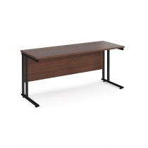 Straight Cantilever Desk | 1600w x 600d mm | Walnut Top | Black Frame | Maestro 25